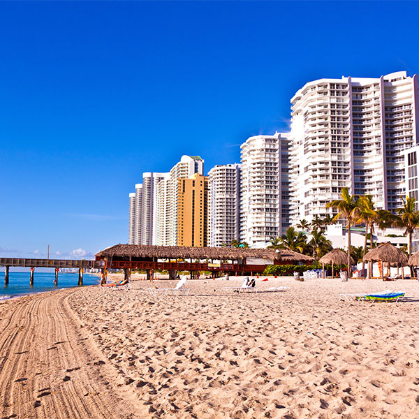 Tall buildings on the beach