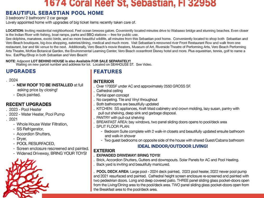 1674 Coral Reef Street, Sebastian, FL 32958